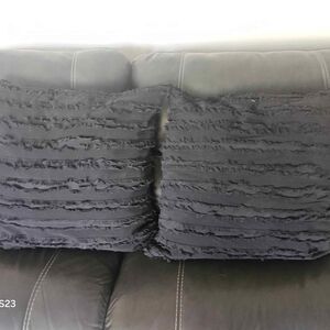 Black XLG Ruffled Cotton Throw Pillows 23" x24' with Removable Washable Cover